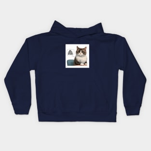 Illustration of cute cat sitting at the table in thought will there be something like lunch Kids Hoodie